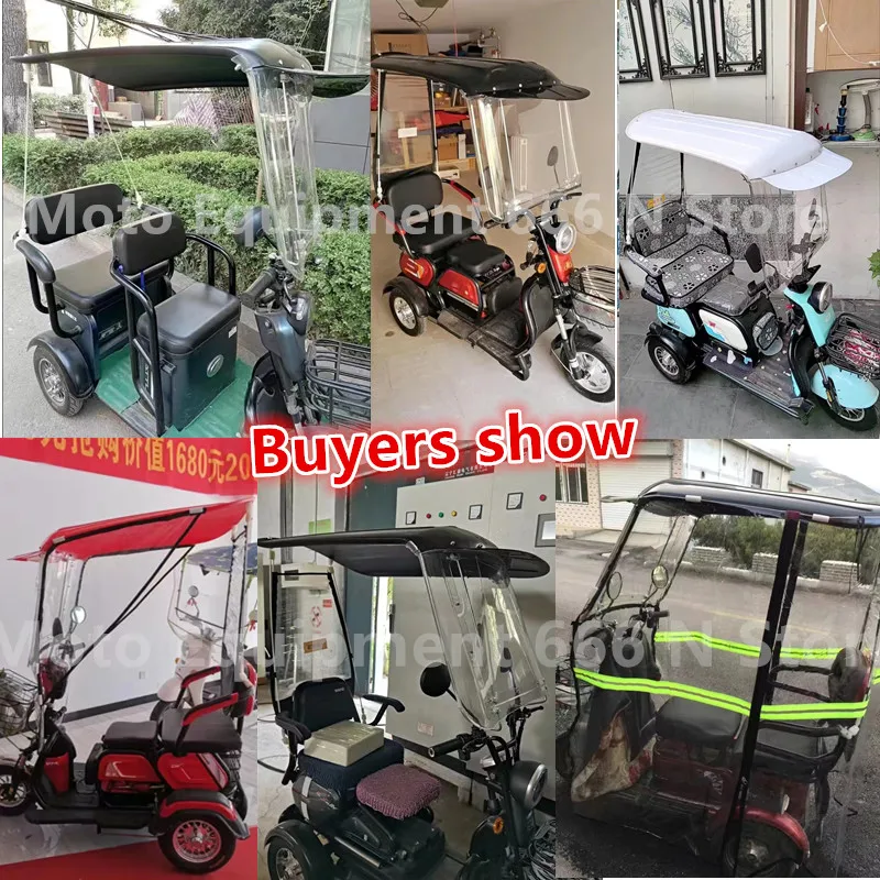 Electric Tricycle Canopy Electric Vehicle Sunscreen Windshield Rainproof Awning Enlarge Thicken Full Wrap Curtain Sunshade