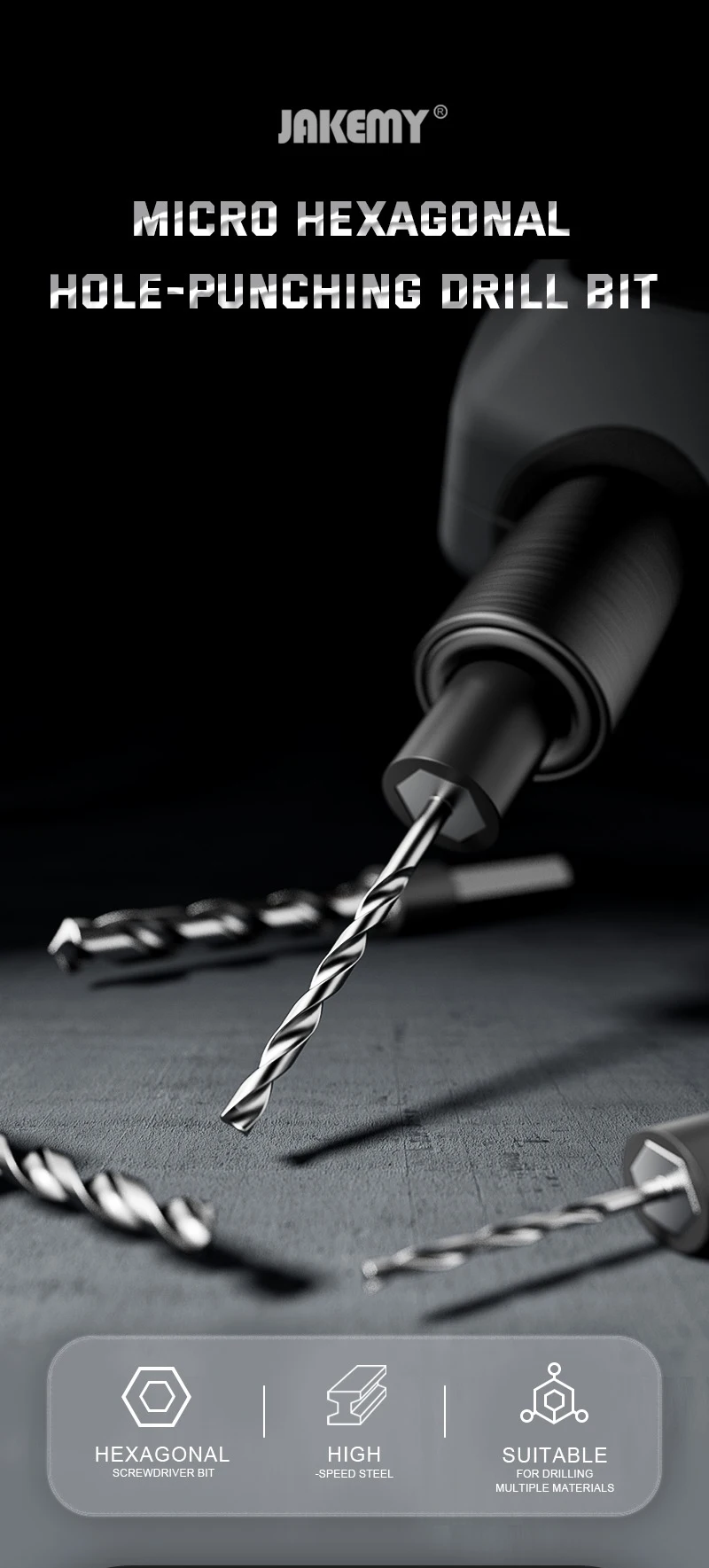Jakemy 6 Stück H4,0 mm Mikro-HSS-Bohrer 0,8/1,0/1,5/2,0/2,5/3,0 Schnitz-Sechskantspitzen zum Bohren und Handdrehen – Detail 1