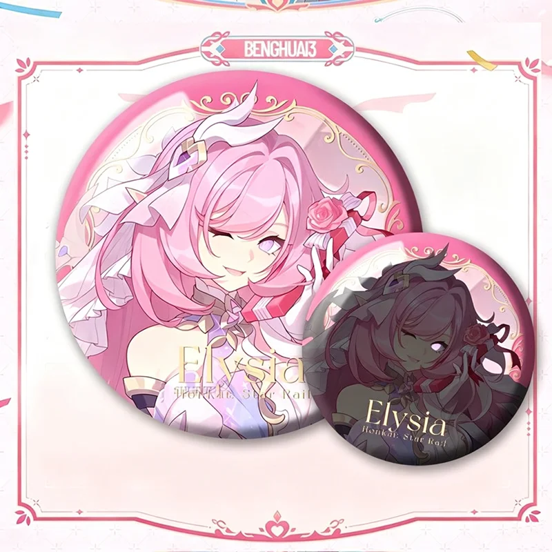 Game Honkai Impact 3 Elysia Cosplay Brooch Kawaii Badge 4Pcs/set Lapel Pins Bag Ornament Accessory Collect Decoration Prop