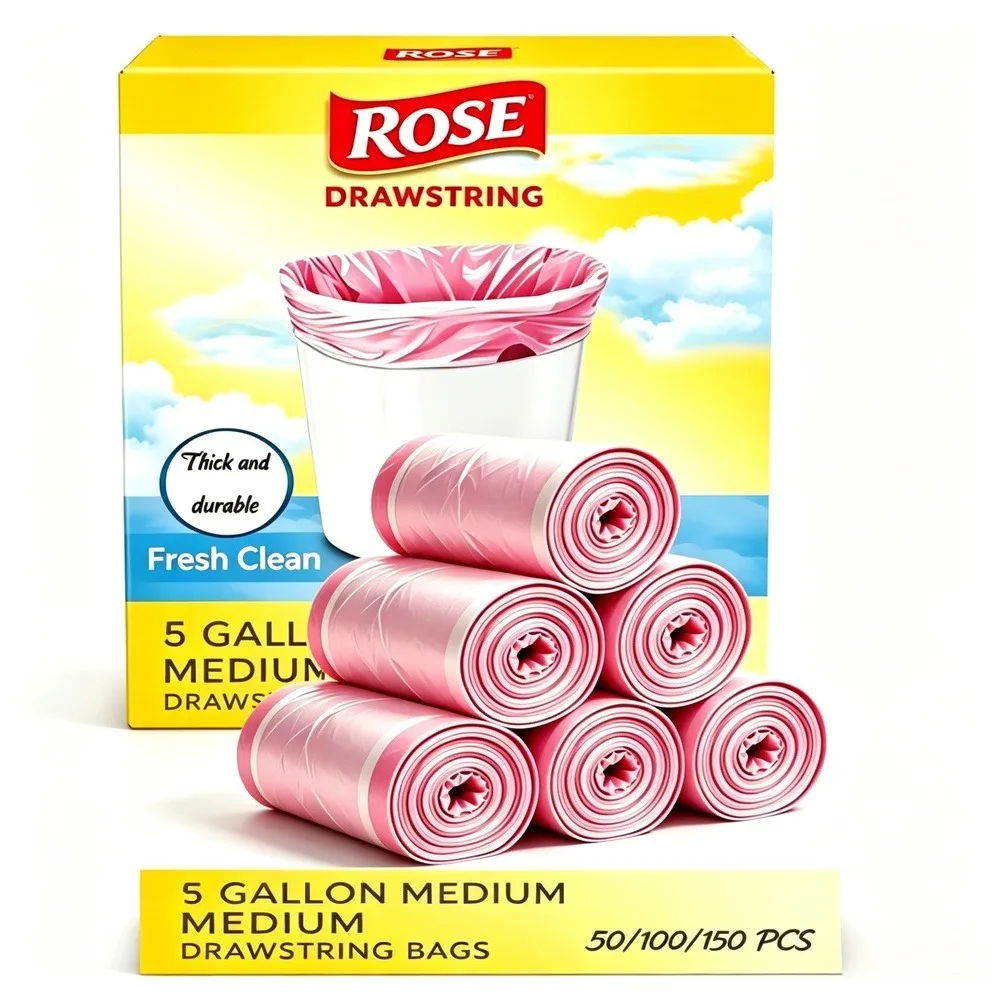 Small Pink Trash Bags 5-Gallon Sturdy Durable for Bathroom Bedroom Office Fits 12-15L CapacityBins 3.5 4 4.5-Gallon