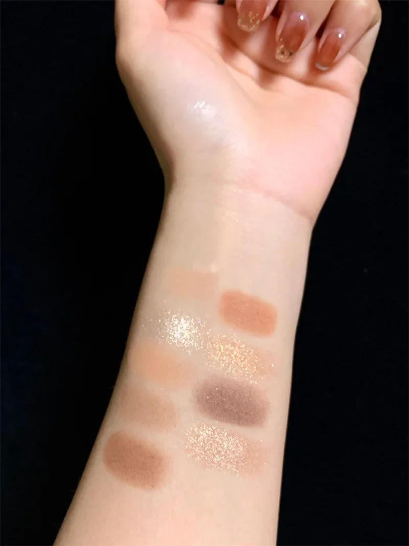 Paleta de sombras com grade palácio de nove cores, glitter perolado, segurando maquiagem, sombras brilhantes de longa duração, ferramentas de beleza para mulheres