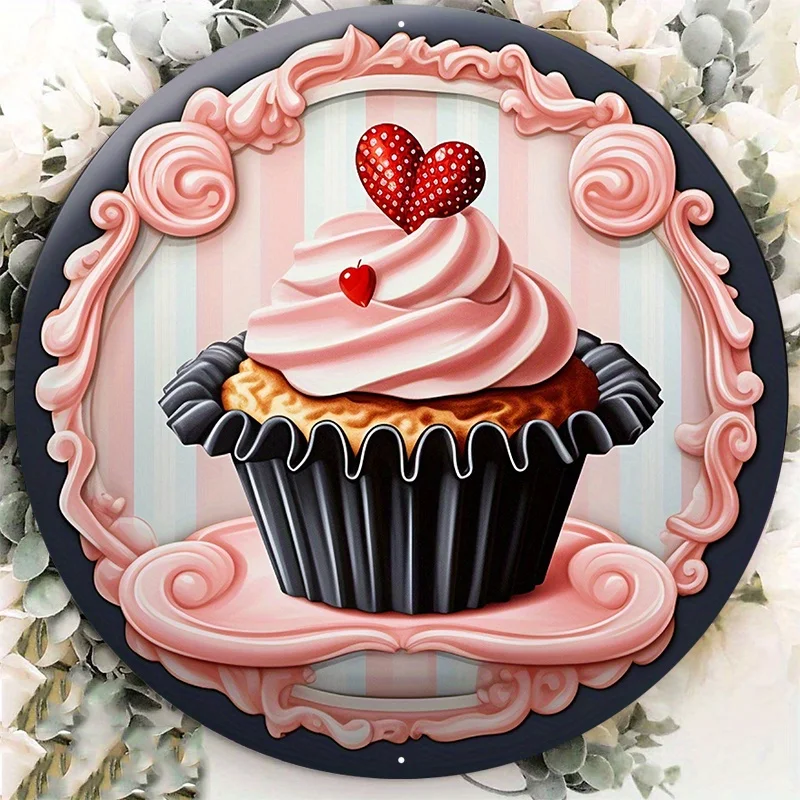 

1pc 8x8inch Aluminum Metal Sign Valentine's Day Sign Valentine's Day Cupcake Cover, In The Style A Kv home wall decor posters