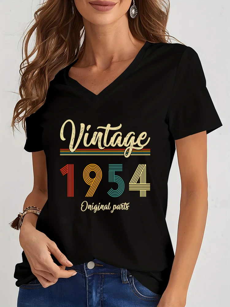 

Years Clothes Printing Vintage 1950-1959 Original Parts Shirt Casual Sweatshirts Street Hip Hop Fashion Tee V-neck Summer Shirts