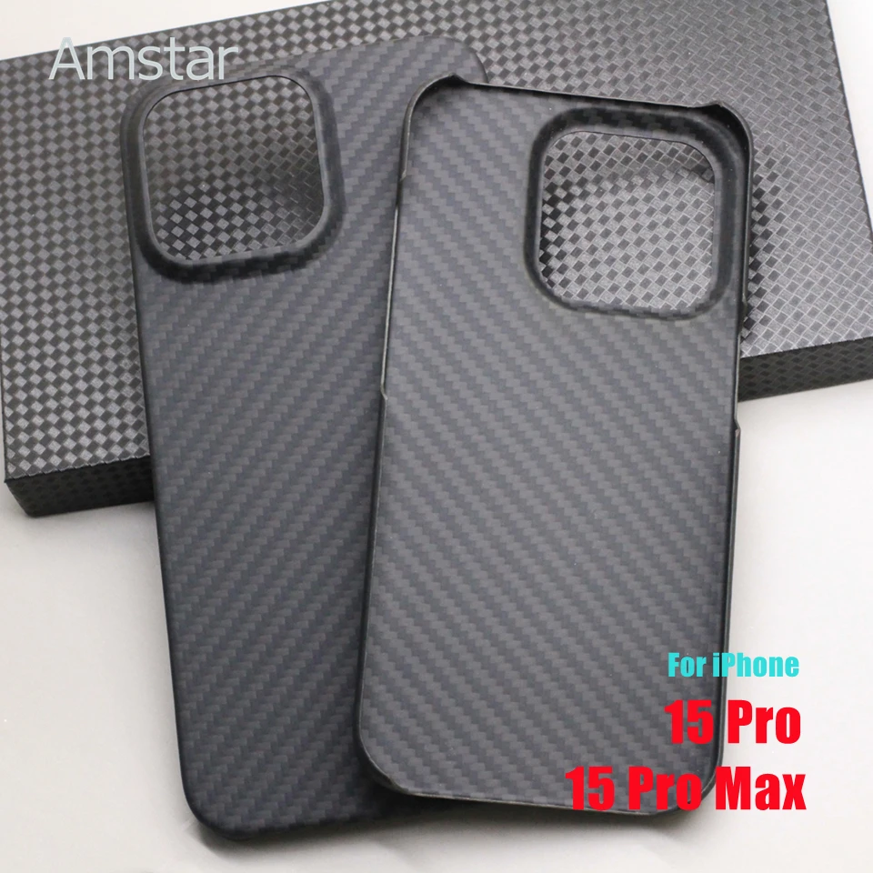 

Amstar Pure Carbon Fiber Phone Case for iPhone 15 Pro Max Cases Ultra-thin Half-wrapped Aramid Fiber Cover for iPhone 15 Pro