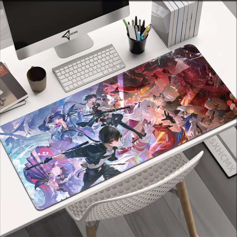 Mouse Pad Wuthering Waves Gamer ROCCIA Kawaii Anime Office Grande Desk Pad Pc Gaming Accessories Stitch Edge Rubber Keyboard Mat