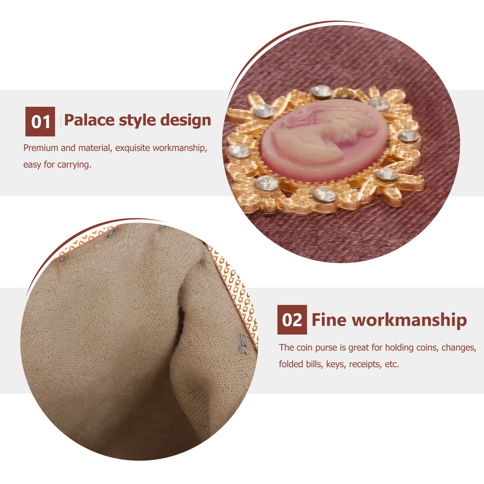 محفظة نسائية للعملات المعدنية بتصميم قصر صغير أحمر عتيق، محفظة صغيرة للنساء، حقيبة تغيير محمولة، إكسسوارات عصرية #1