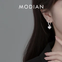 Modian 925 Sterling Silver Romantic Hearts Drop Earrings Classic Wedding Gold Color Dangle Earring For Women Fine Jewelyr Gifts
