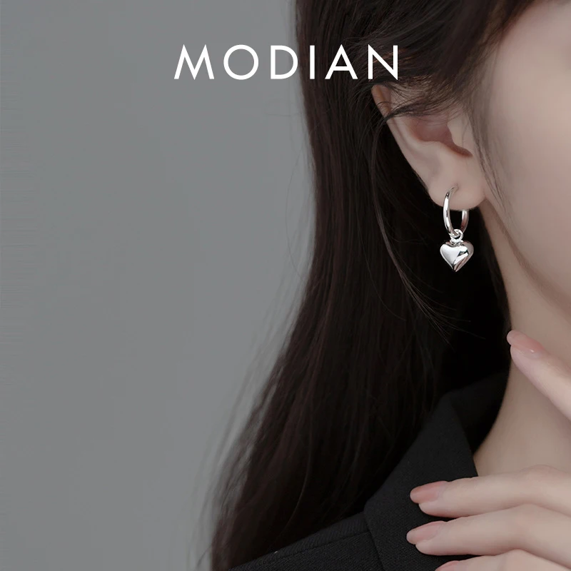Modian 925 Sterling Silver Romantic Hearts Drop Earrings Classic Wedding Gold Color Dangle Earring For Women Fine Jewelyr Gifts