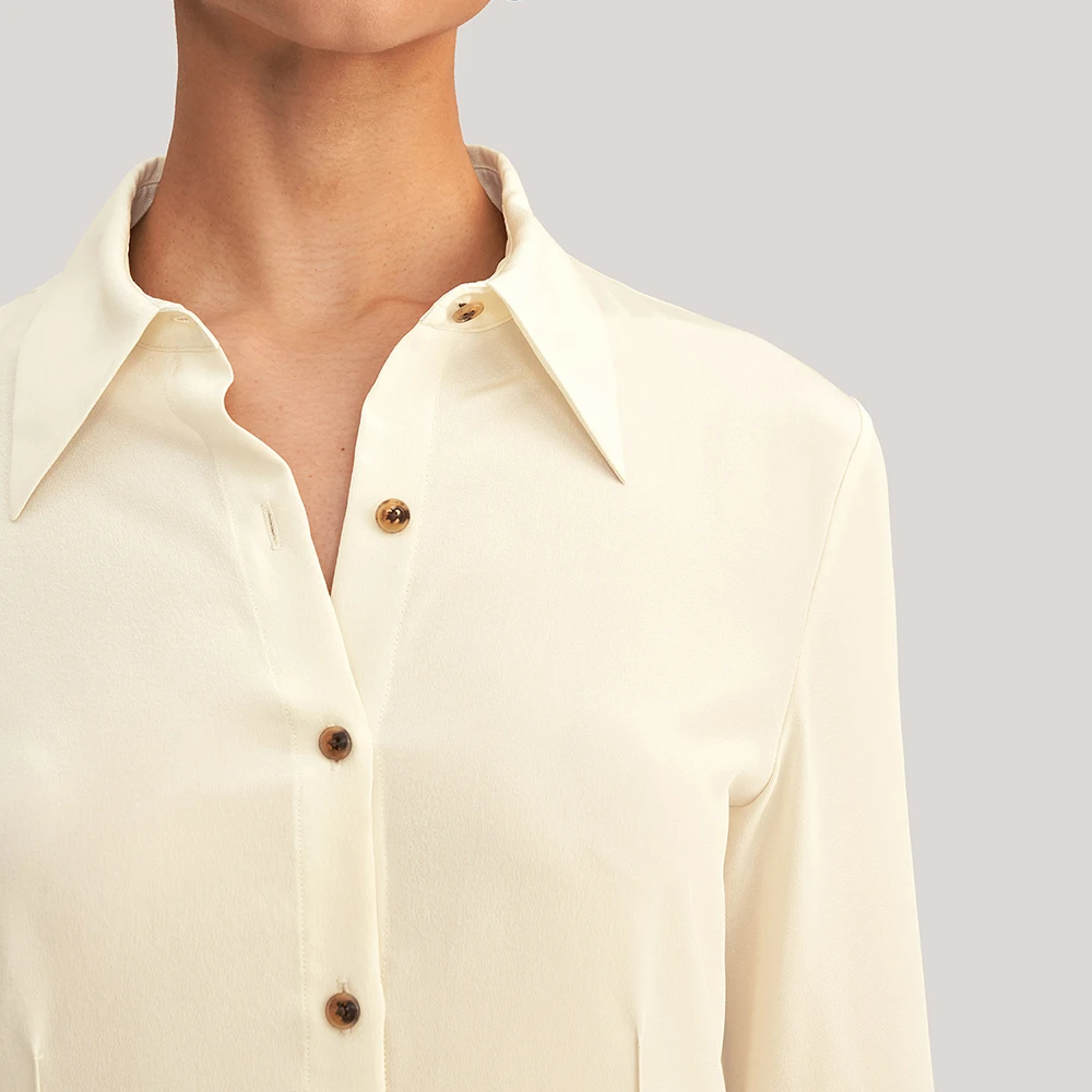 LILYSILK 100 Silk Shirt Blouse Women 18 momme Long Flare Sleeve Button Front Turn Down Collar Top Ladies Outfits Free Shipping