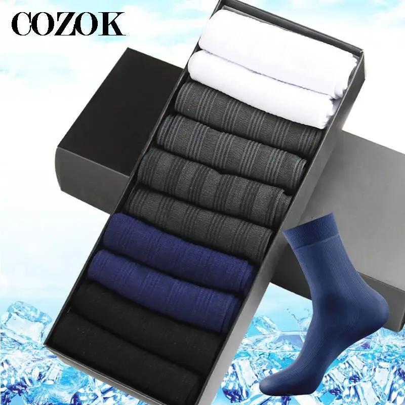 10 Pairs High Quality Dress Socks Men\'s Male Black Business Men Socks Summer Autumn Thin Breathable Sock Crew Calcetines Hombre