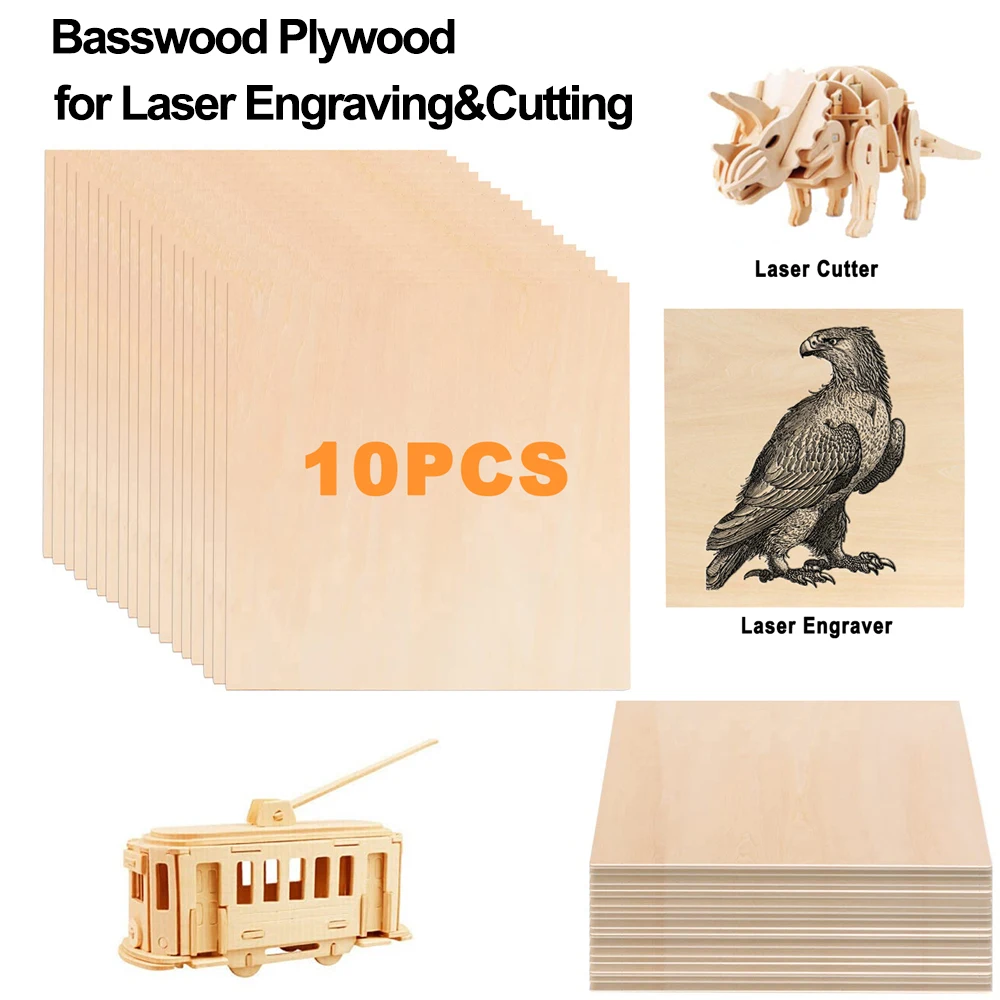 10 PCS Unfinished Wood Pieces for Laser Engraving and Cutting Crafts DIY Projects Drawing Painting Wood Engraving