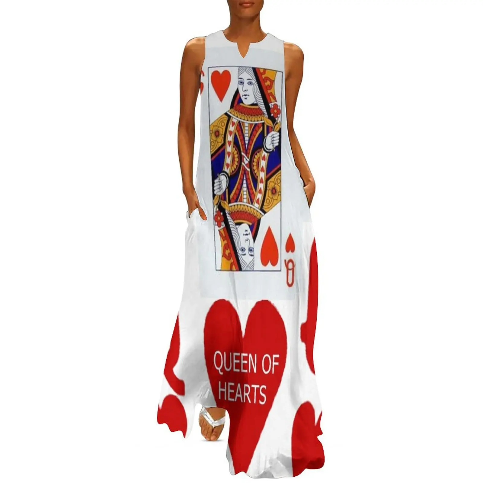 

RED QUEEN OF HEARTS CARD DESIGN Long Dress Dress woman Women's dresses summer dress