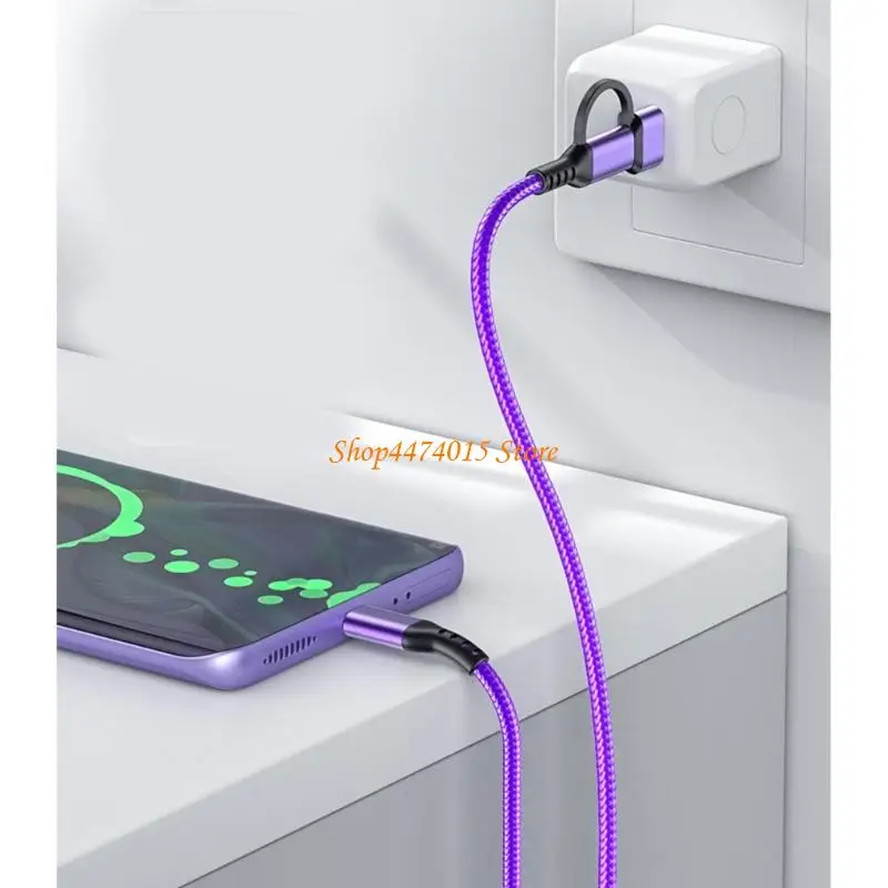 K1AA 100 Mobiltelefone Datenkabel 60W Superschnelles Ladekabel Nylon 2-in-1 geflochten