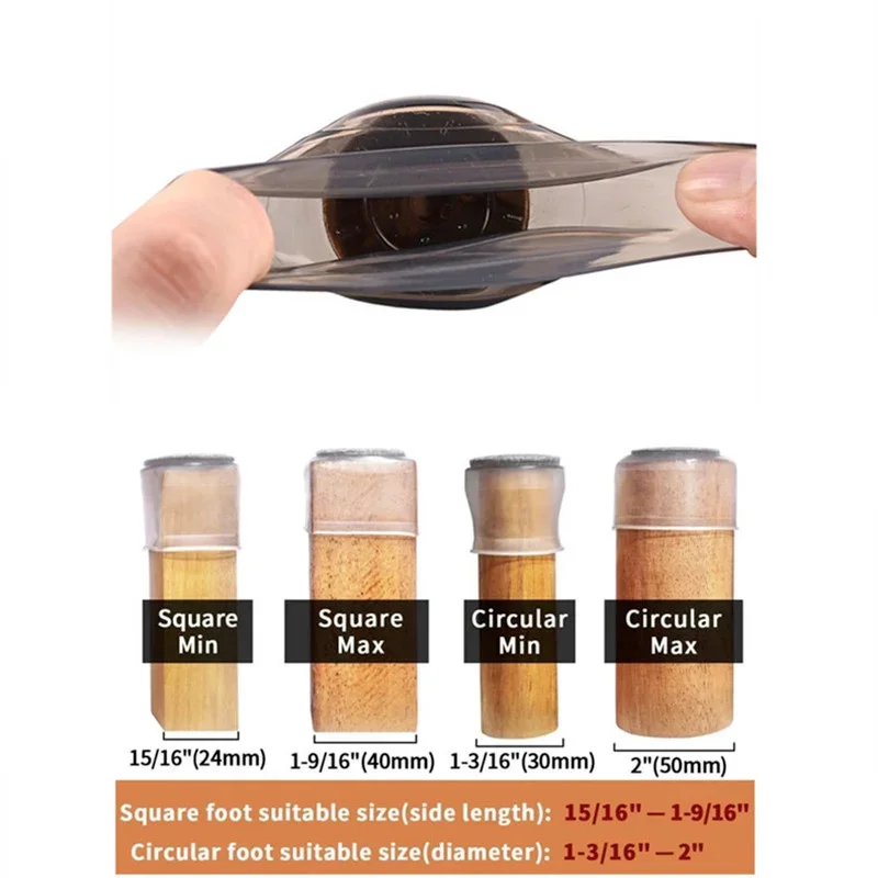 Anti Slip Rubber Cadeira Leg Caps, Foot Protector Pads, Nivelamento de Móveis, Table Protector Covers, Home Decor, 8Pcs