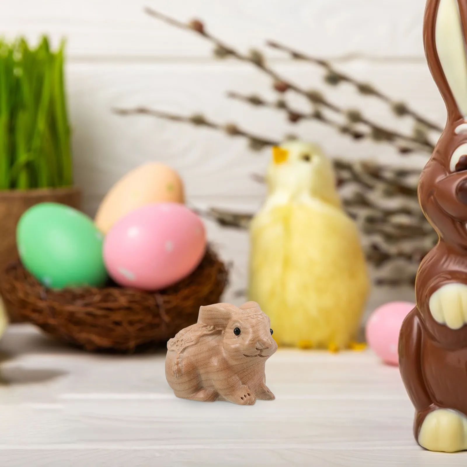 

Садовая скульптура-украшение в виде кролика, миниатюрная резная статуэтка кролика, декор для дома