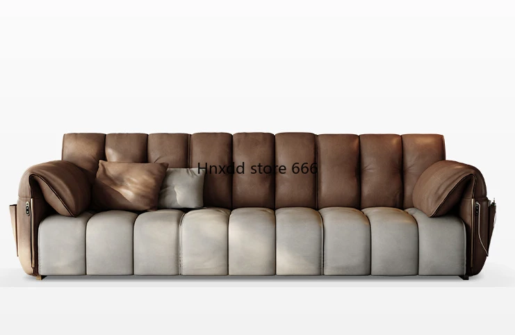 Italian light luxury electric luxury leather functional sofa