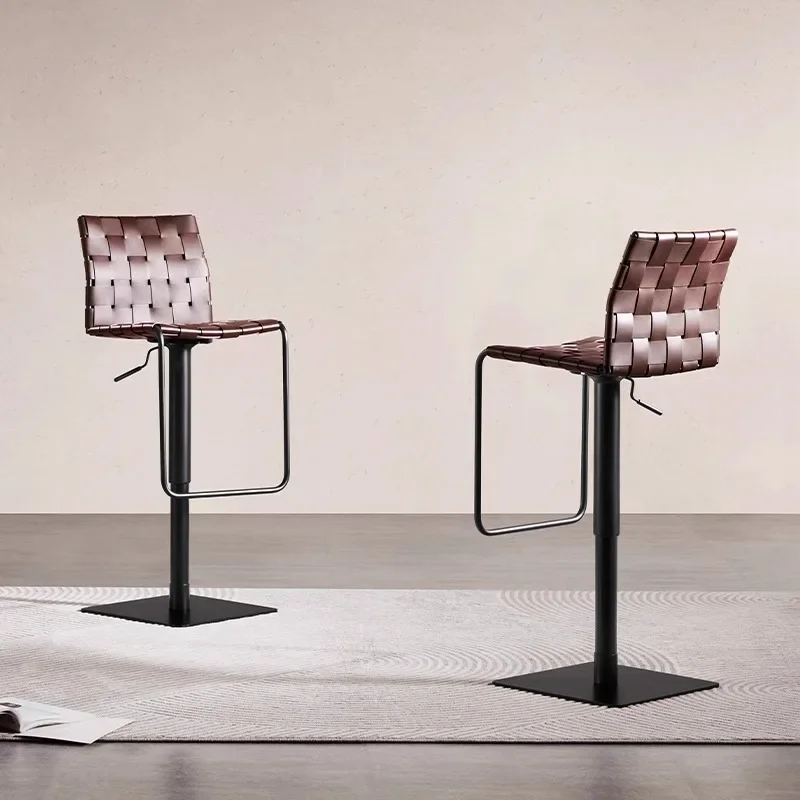 ラウンジレザーバーチェア北欧ミニマリストモダン背もたれハイチェアリラックスレセプションカウンタータブレテスデバー家具