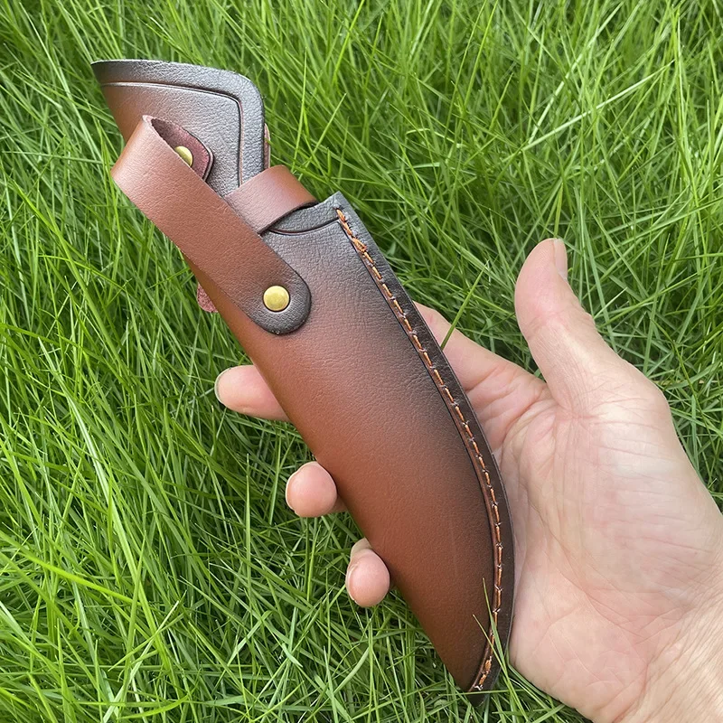 24cm Universal Fixed Blade Knife Cover Golden Flower Buckle Cowhide Knife Leather Sheath Home DIY Knife Accessories Supplies image 2
