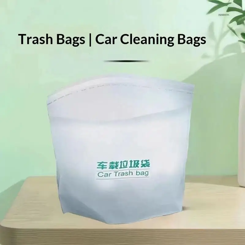 100Pcs Tear Resistant Disposable Car Trash Bags Self Adhesive Leak Proof Garbage Sacks for Road Trips Travel