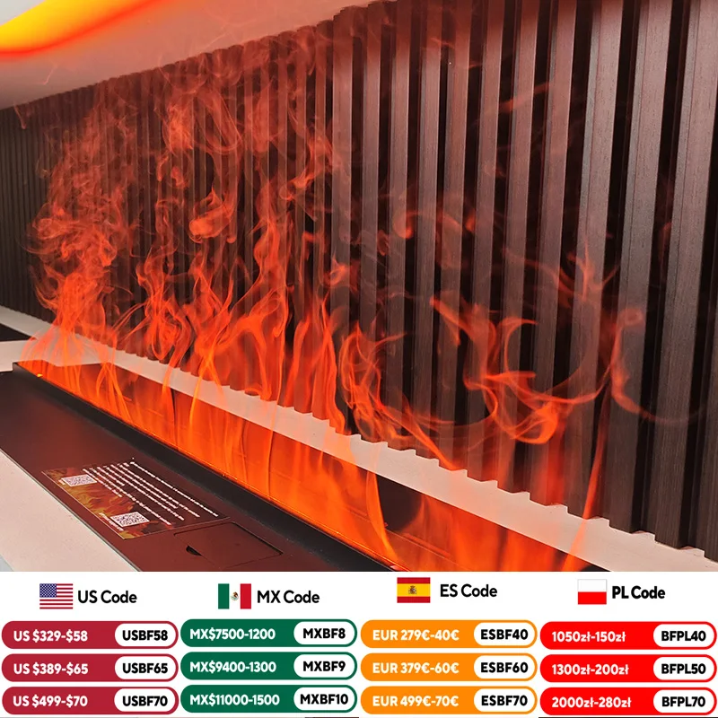 

3D atomizing fireplace, APP controlled steam flame, ECO decoration customized atomizing smart indoor water fireplace