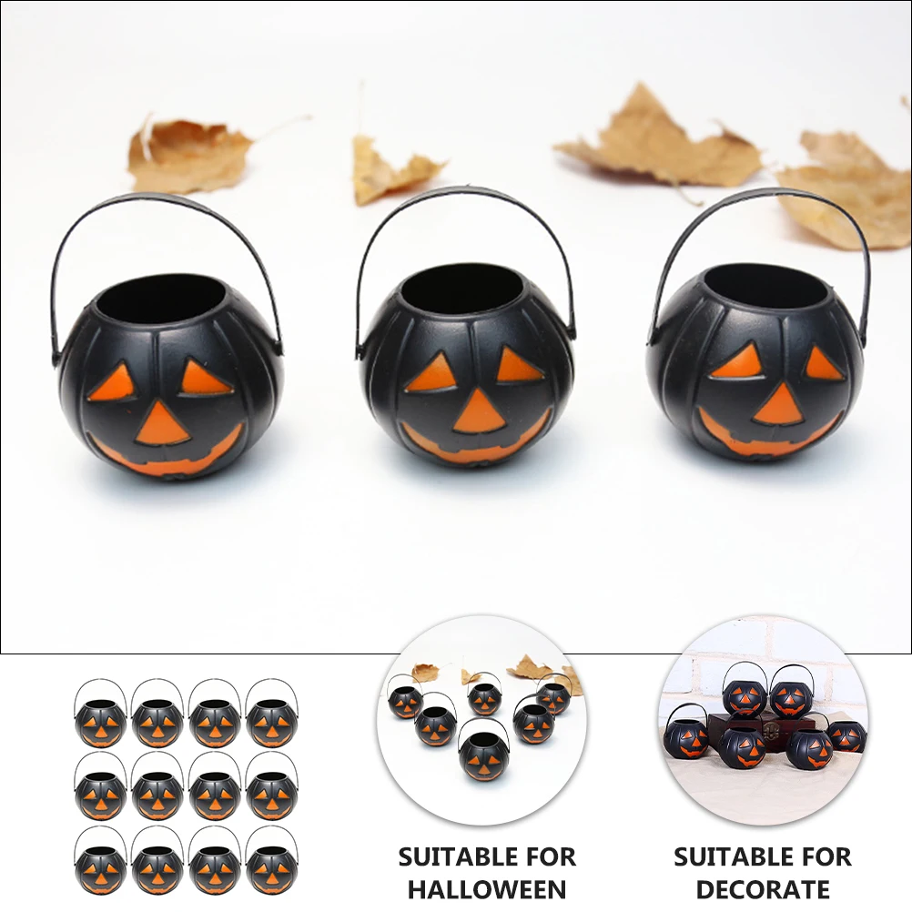 

Mini Pumpkin Bucket Candy Holder Halloween Decor Party Supplies Trick Pots Lightweight Creative Design Festive