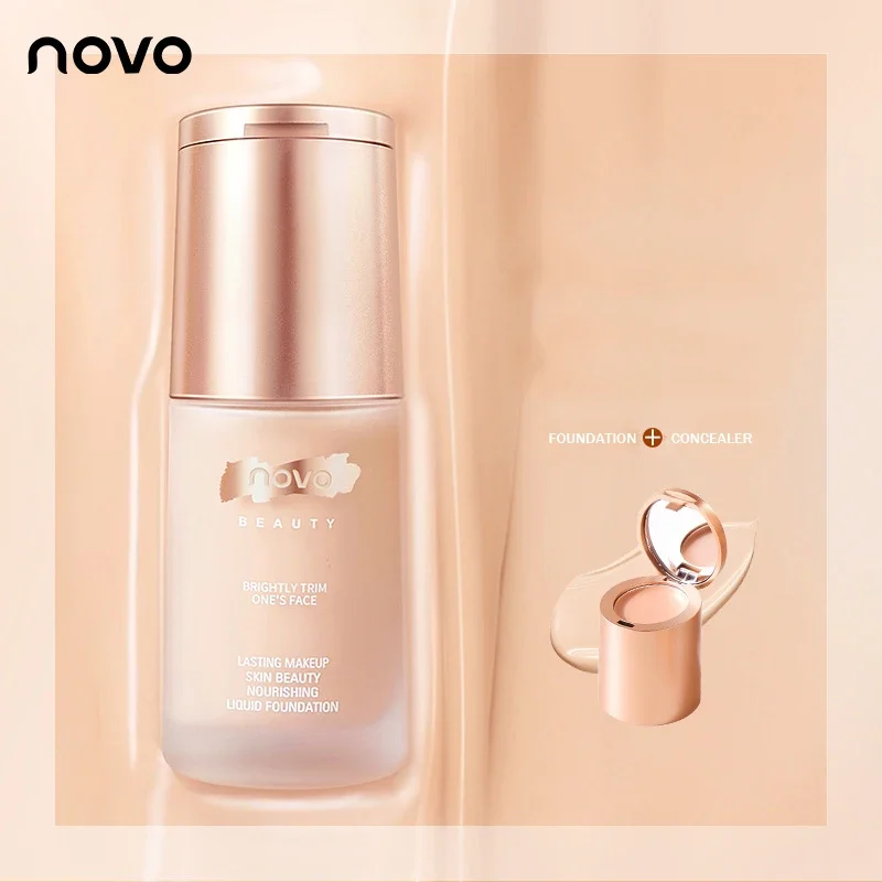 Novo-リキッドファンデーションとコンシーラークリーム,2 in 1,長持ち,プライベートフェイス,30ml,ベースラベル,韓国,プロフェッショナル,新品