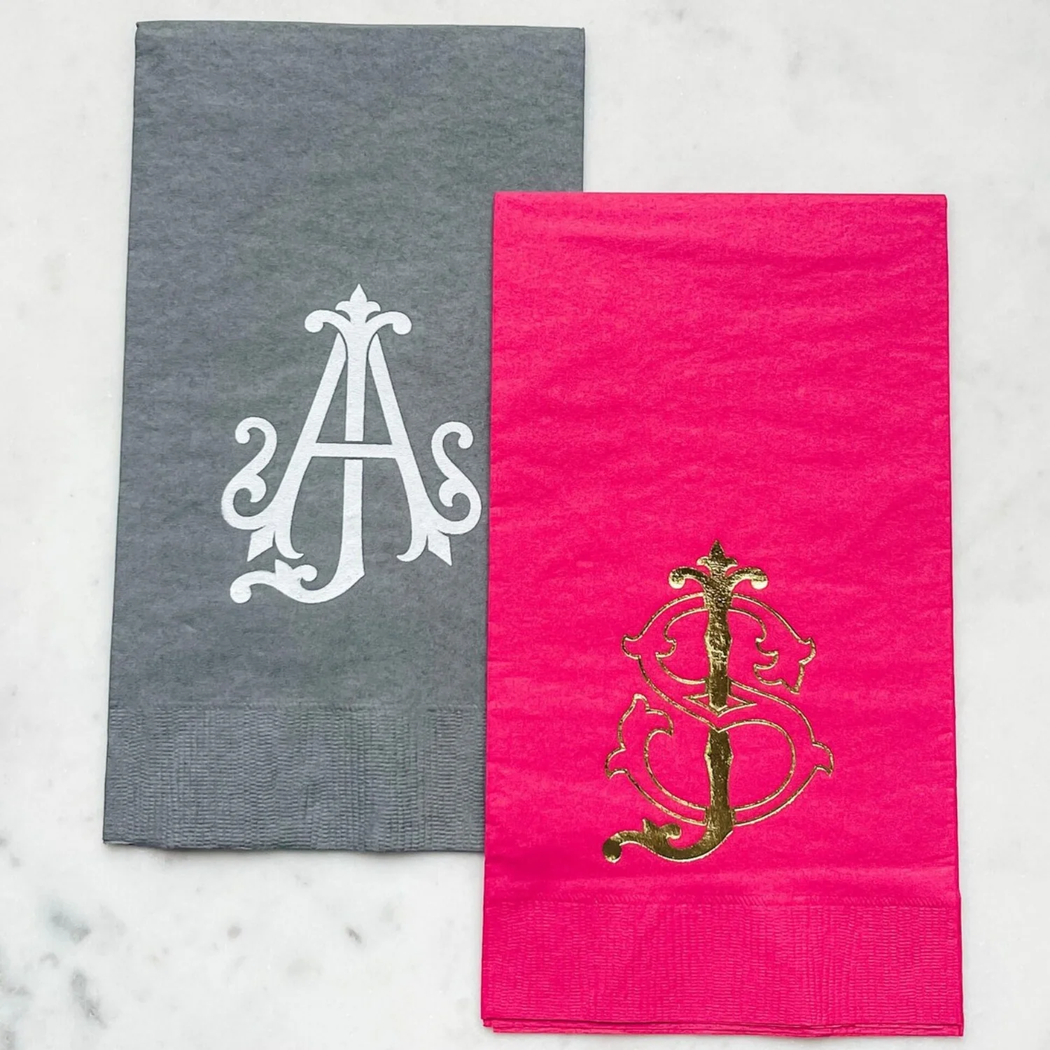 80pcs Puffy Heart Personalized Dinner Napkins, Custom Stamped, Foil Stamped, Wedding Favors, Bridal Shower, Graduation Parties,