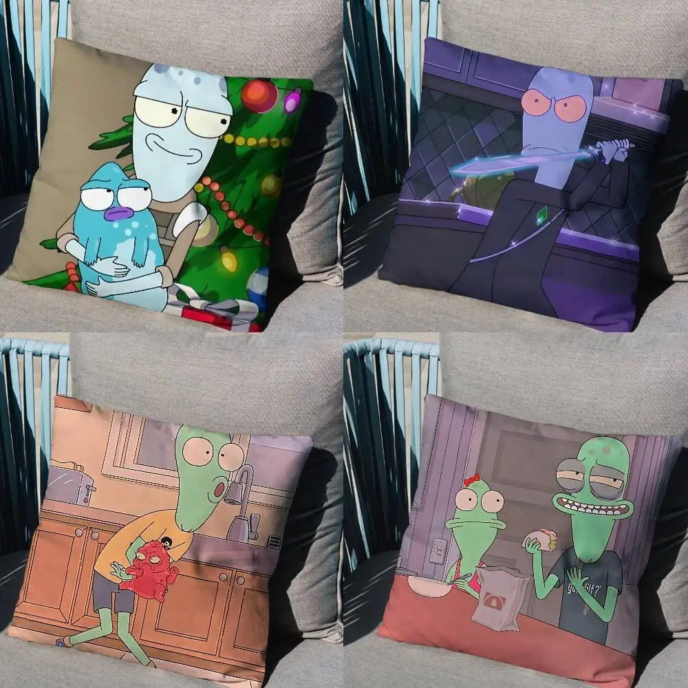 cute Solar Opposites Pupa Pillow Case Anti-dustmite Pillowcase Invisible zipper silky short plush Sofa cushion cover