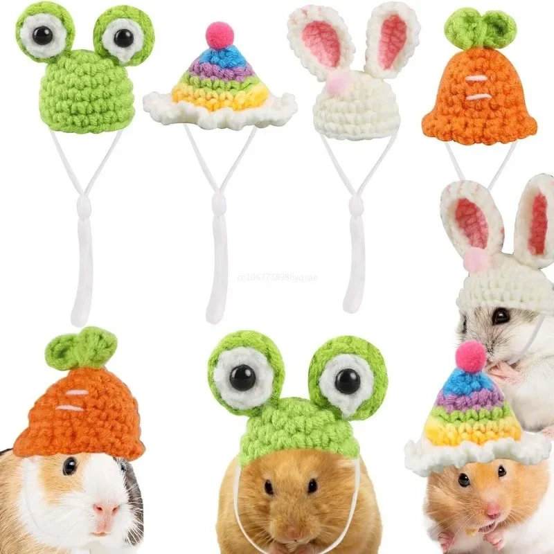 Cute Handmade Knitted Hat Hamster Decoration Chipmunk Guinea Pig Hamster Accessories Hamster Toys Pet Decor هامستر 햄스터 토끼 용품