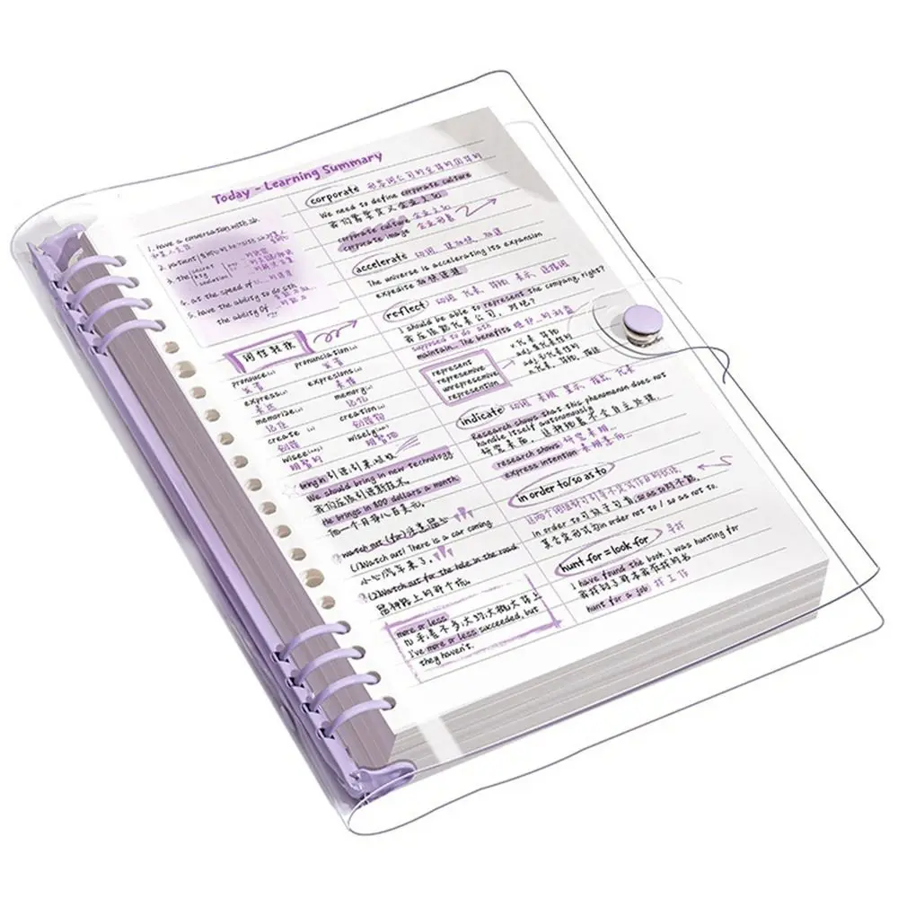 

Durable A5 Binder Notebooks Loose-leaf Transparent Note Pads Daily Weekly Planner Sketchbook Agenda Book School Office Supplies