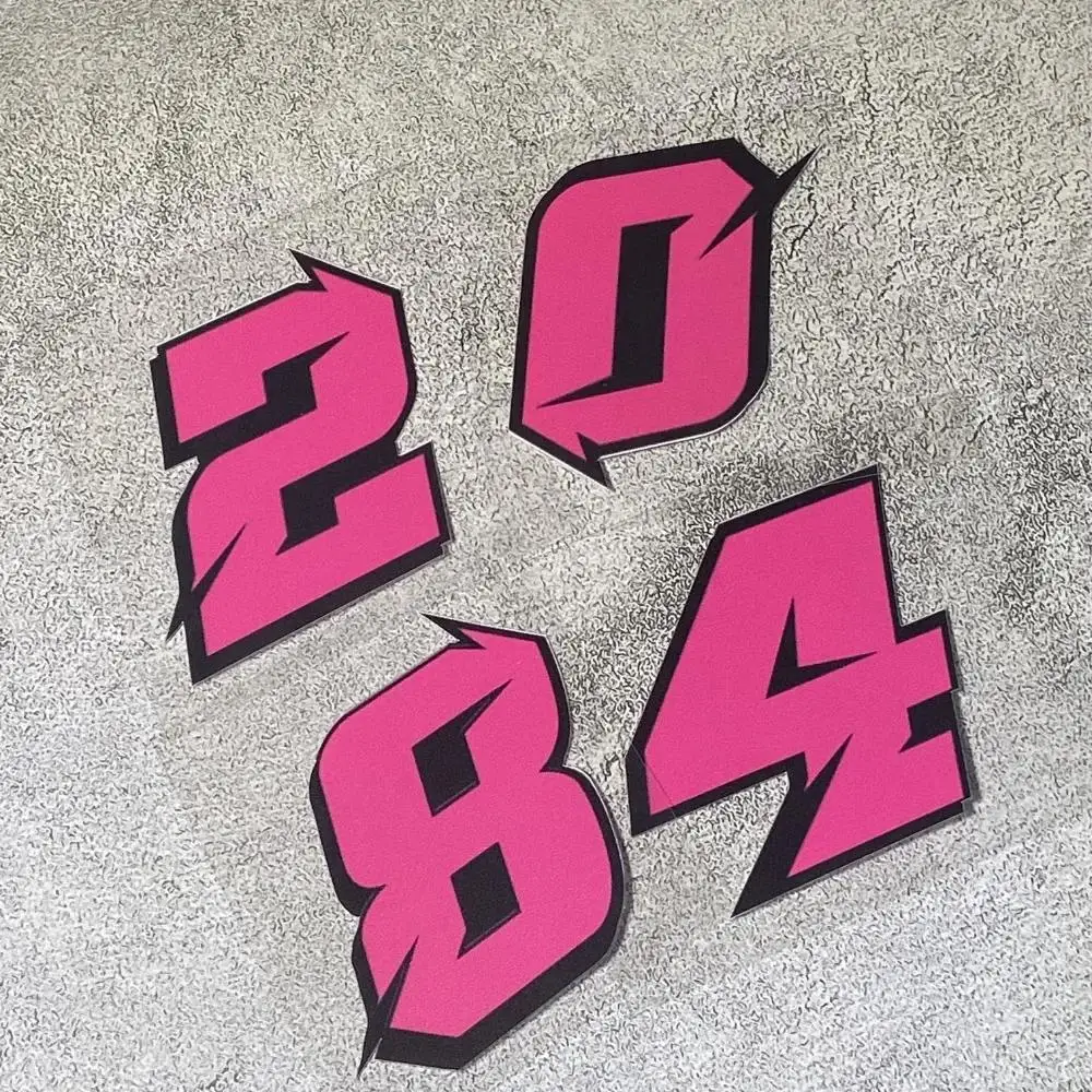 1PC Waterproof Pink Racing Number 0-9 Vinyl Decal Motocross Car Motorcycle Helmet Laptop Tank Fairing Exterior Styling Decal