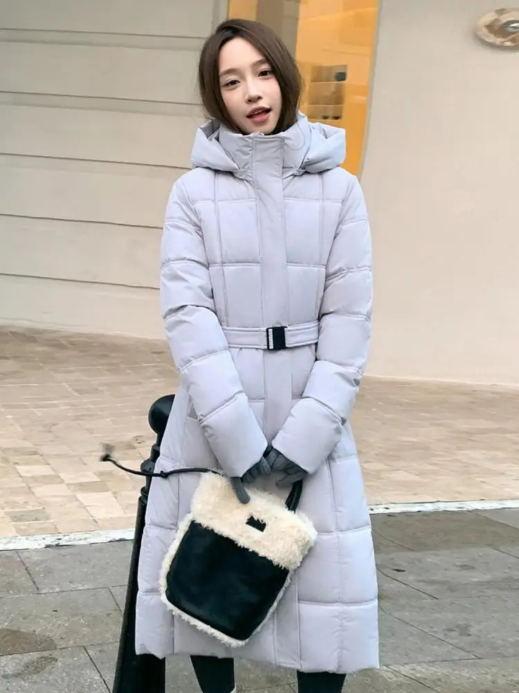 

Korean Women Winter Solid Long Sleeved Down Cotton Jacket 2025 New Warm Thicken Coat Casual Loose Hooded Parkas Trend Streetwear