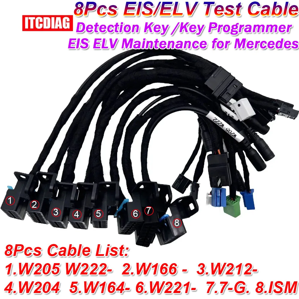 8Pcs EIS ELV Test Cable Support for Mercedes for BENZ Work with VVDI MB BGA&CGDI MB Lock Platform W204 W212 W221 GearBox Refresh