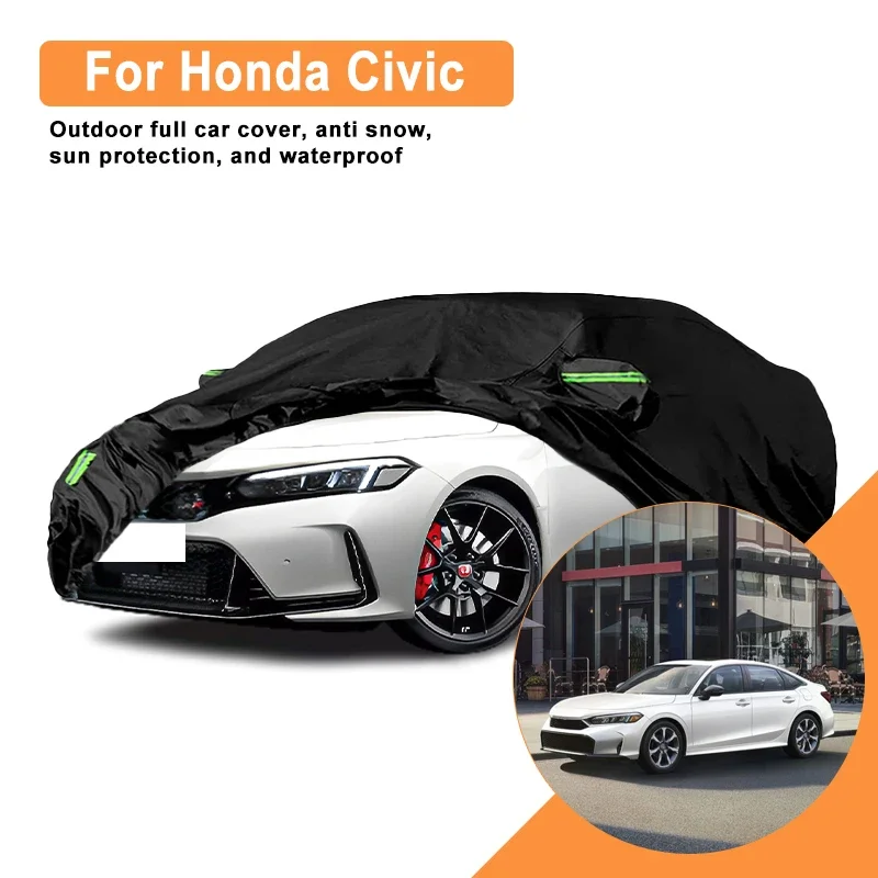 

Full Car Cover for Honda Civic Outdoor Windproof Waterproof Dust Resistant Sun UV Protection with Reflective Strips