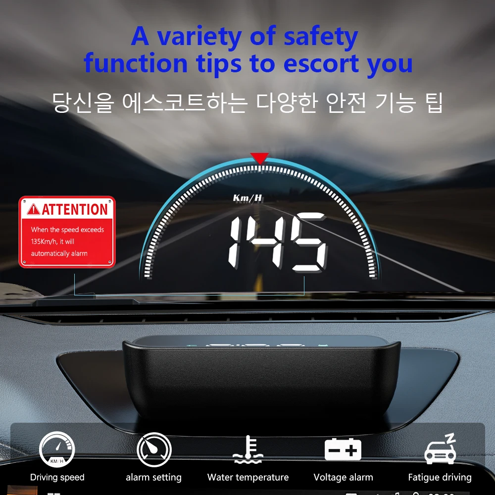 WYING M8 OBD2 EU-OBD Speed Car HUD Head Up Display Car Electronic Speedometer Voltage Alarm Projector Driving