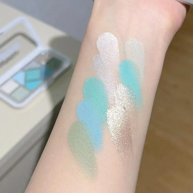 Hortelã difusa rosa azul pequeno quadro rosa paleta de sombras de nove cores baixa saturação claro hortelã verde pérola fosco suave puro des