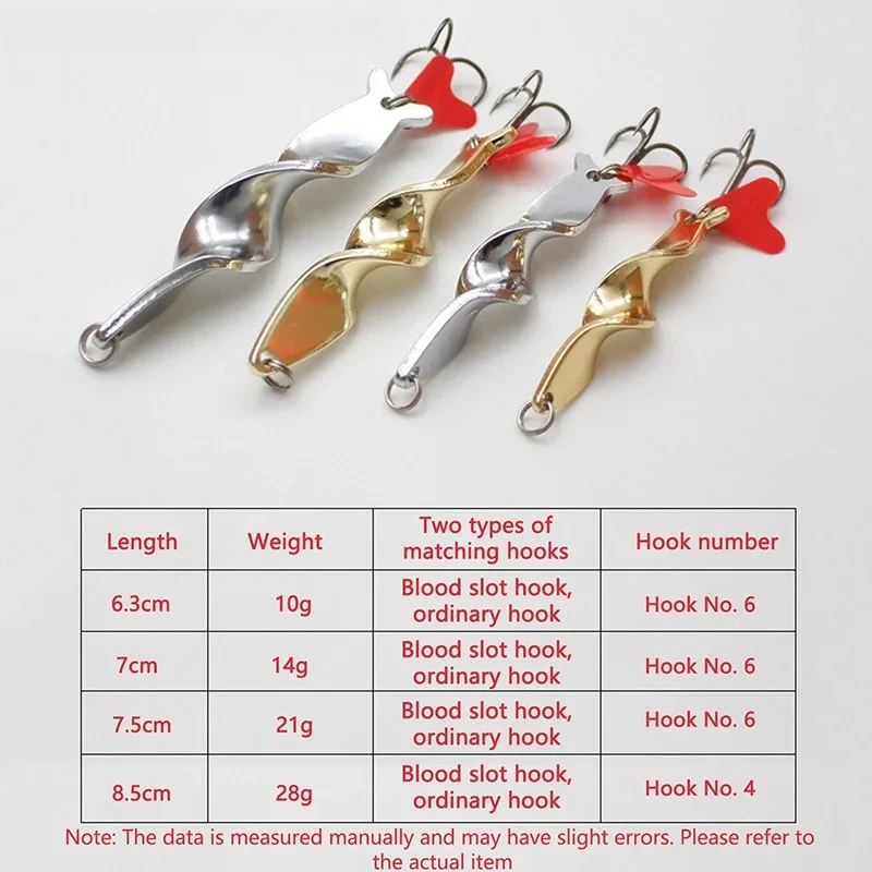 3 stücke Spirale Casting Köder 10g/14g/21g Rotierenden Metall Köder Spinner Löffel angeln Locken für Forelle Hecht Angeln Drillinge Tackle – Detail 6