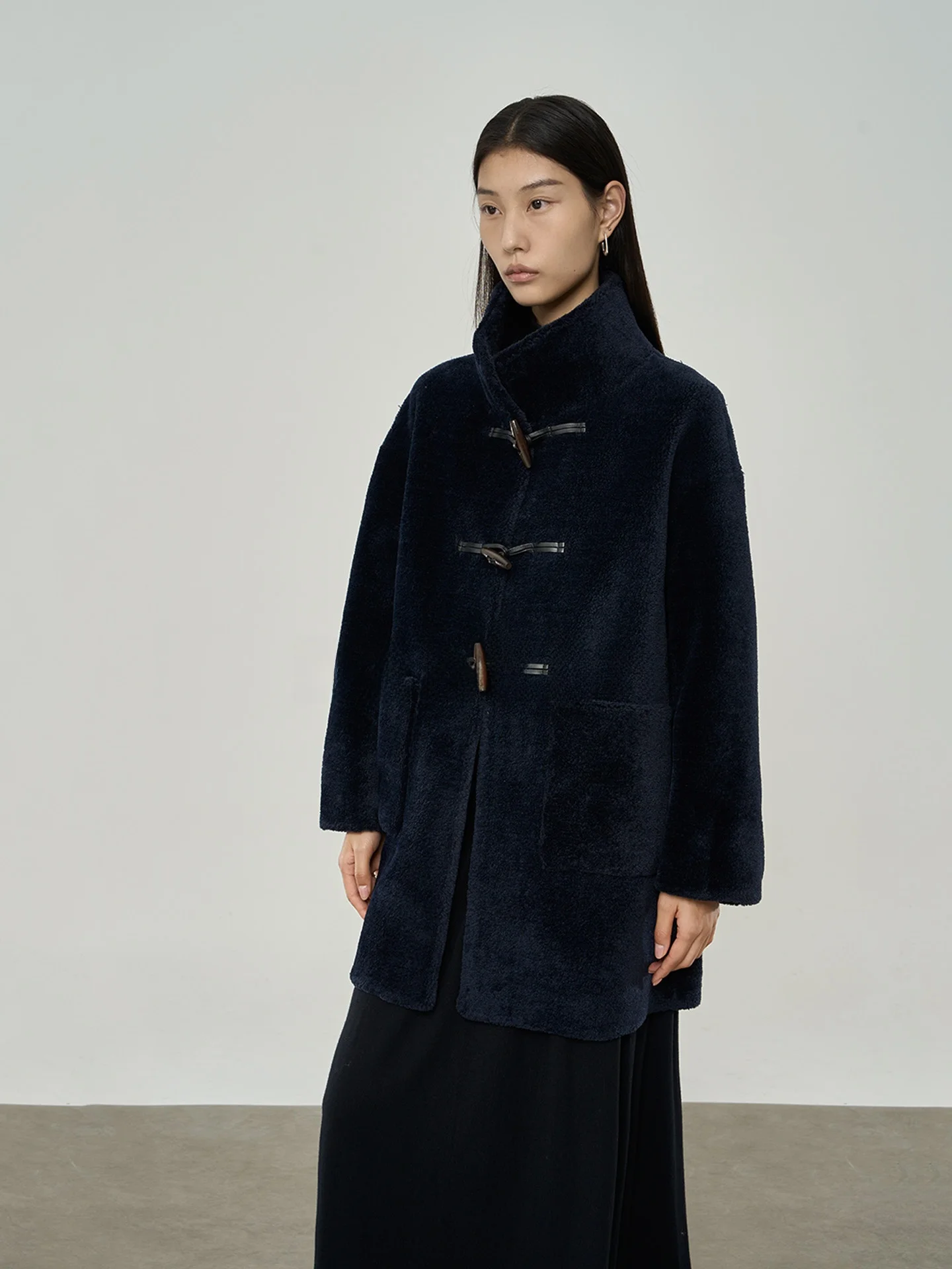 

Винтажная женская куртка Dan Ran с высоким воротником из овечьей шерсти, осенне-зимняя, утепленная, средней длины, на одной пуговице, теплая, из полиэфирного волокна