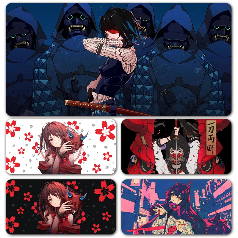 1Pc Large Size Japanese Hannya Prajna Demon Oni Samurai Mask Girls Design Gamer  Mousepad XXL Keyboard Desk Mat