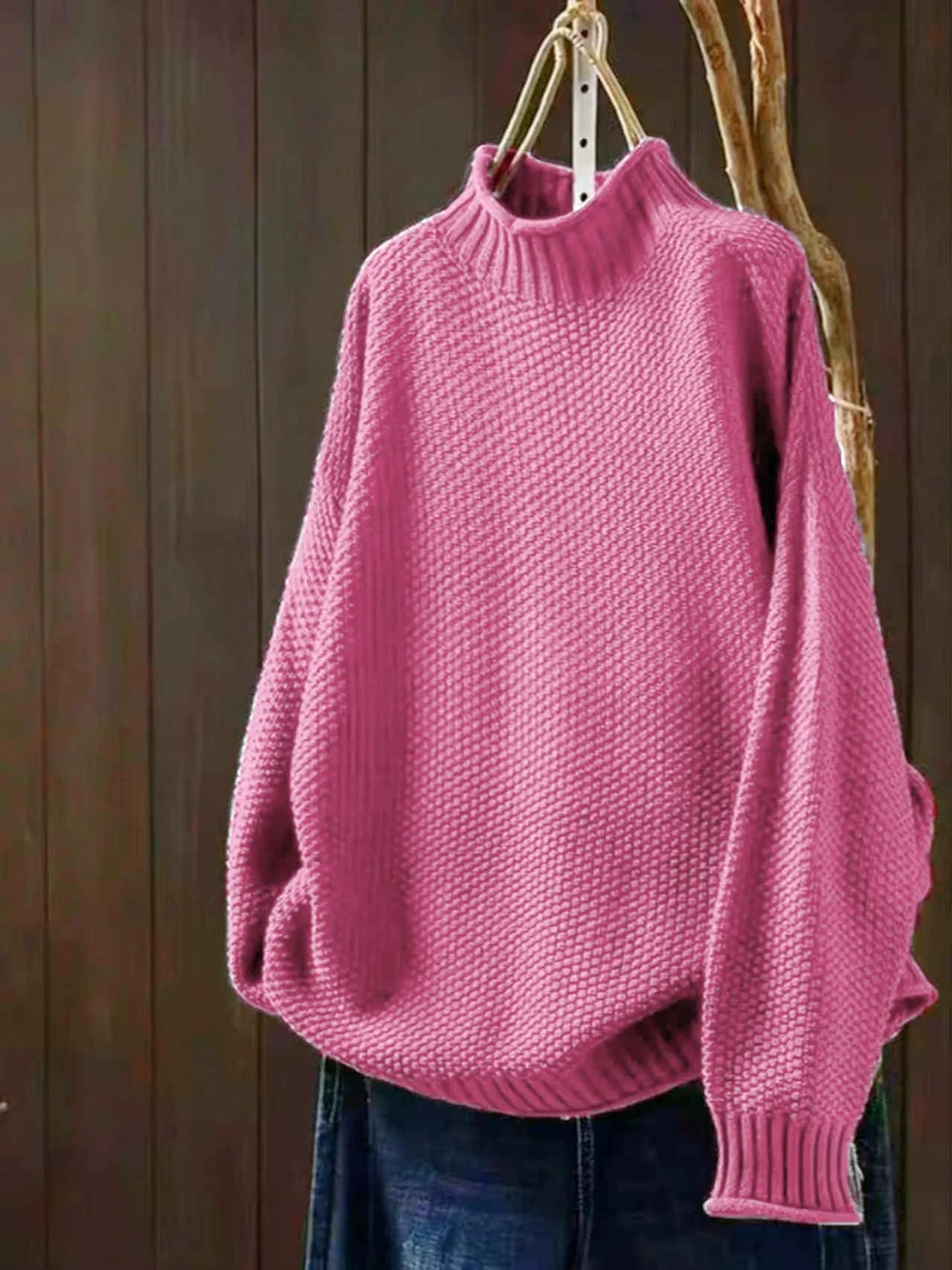 Damen-Pullover mit halbem Rollkragen und langen Ärmeln in Übergröße (Freizeitkleidung) ​ – Detail 15