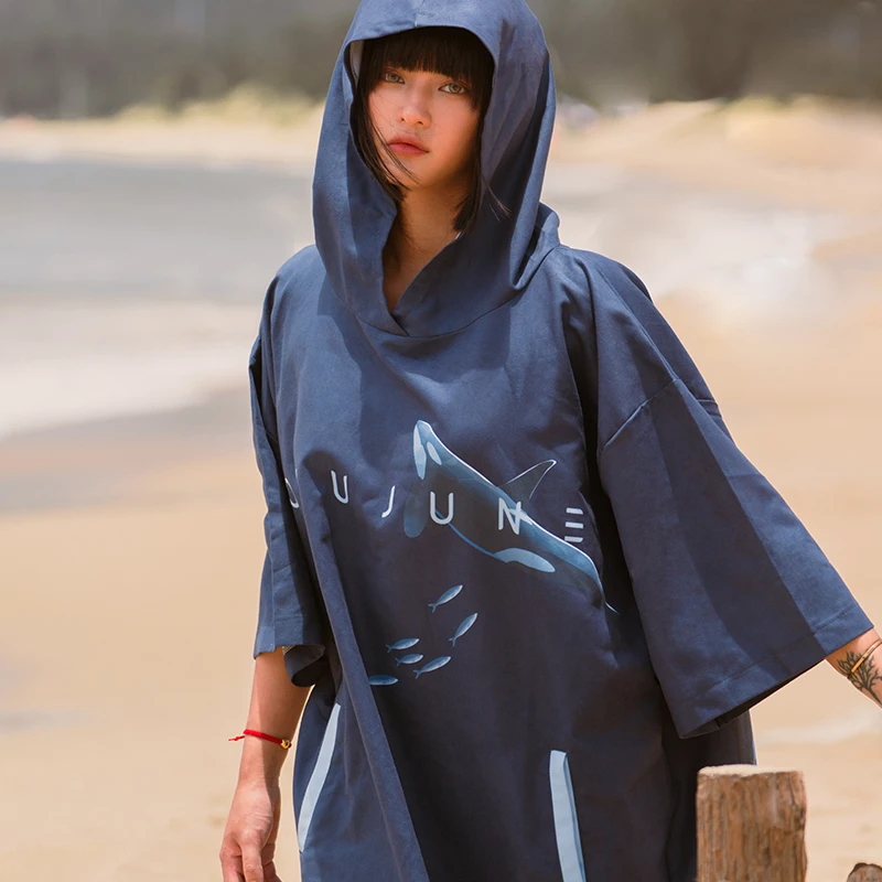 Szybkoschnący szlafrok do surfowania Nu-June dla kobiet, poncho do zmiany, peleryna z kapturem, ręcznik, szlafrok kąpielowy, ręcznik do pianki surfingowej, poncho dla dorosłych