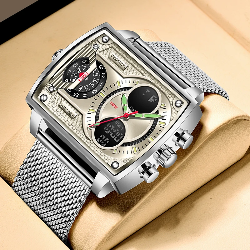 

LIGE FOXBOX модные роскошные электронные часы для мужчин с двойным цифровым дисплеем повседневные спортивные водонепроницаемые кварцевые мужские часы с календарем + коробка