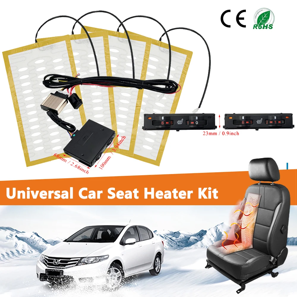 New Built-in Car Seat Heater Kit Fit 2 Seats 12V Alloy Wire Fast Heating Pads 6-Levels Control Switch System For Toyota Prado