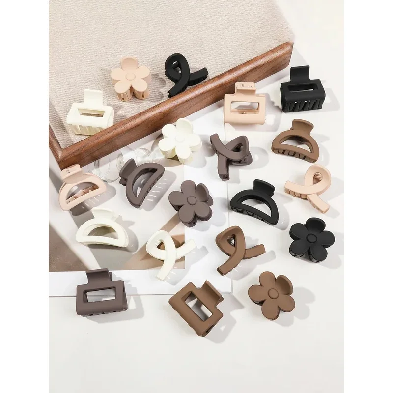 5Pcs Multistyle Small Flower Hair Claw Clips for Women Girl Rectangle Jaw Clip Hair Accessory Semicircle Barrettes for Thin Hair
