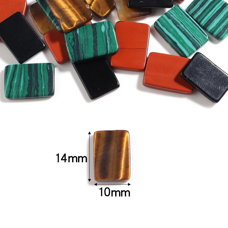 14x10mm Natural Tiger Eye Stone Rectangular Cabochon Flatback Spacers Jewelry Accessories For Diy Handmade Crafts