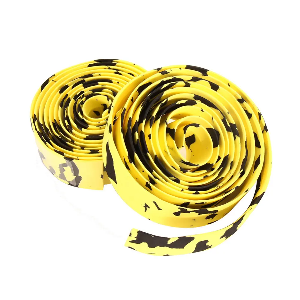 Premium Cork Bike Handlebar Tape for Road Mountain Bicycle Thin Wall Anti-Slip Cushioned Grip with Bar Plugs Yellow Black