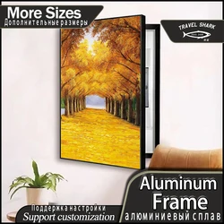Vertical Side Open Electric Box Decorative Painting Free Punch Home Living Room Golden Plant Modern Simple Mural With Fram