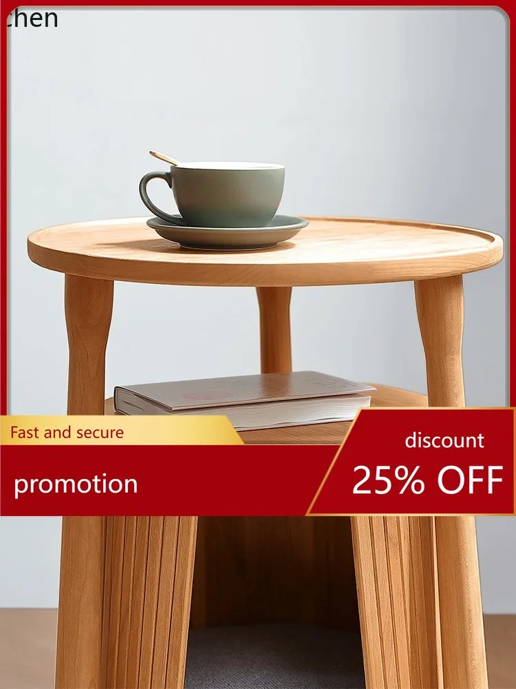 

CZ Solid Wood Coffee Table Simple Modern Living Room Sofa Side Table Round Natural Wood Cat Bed