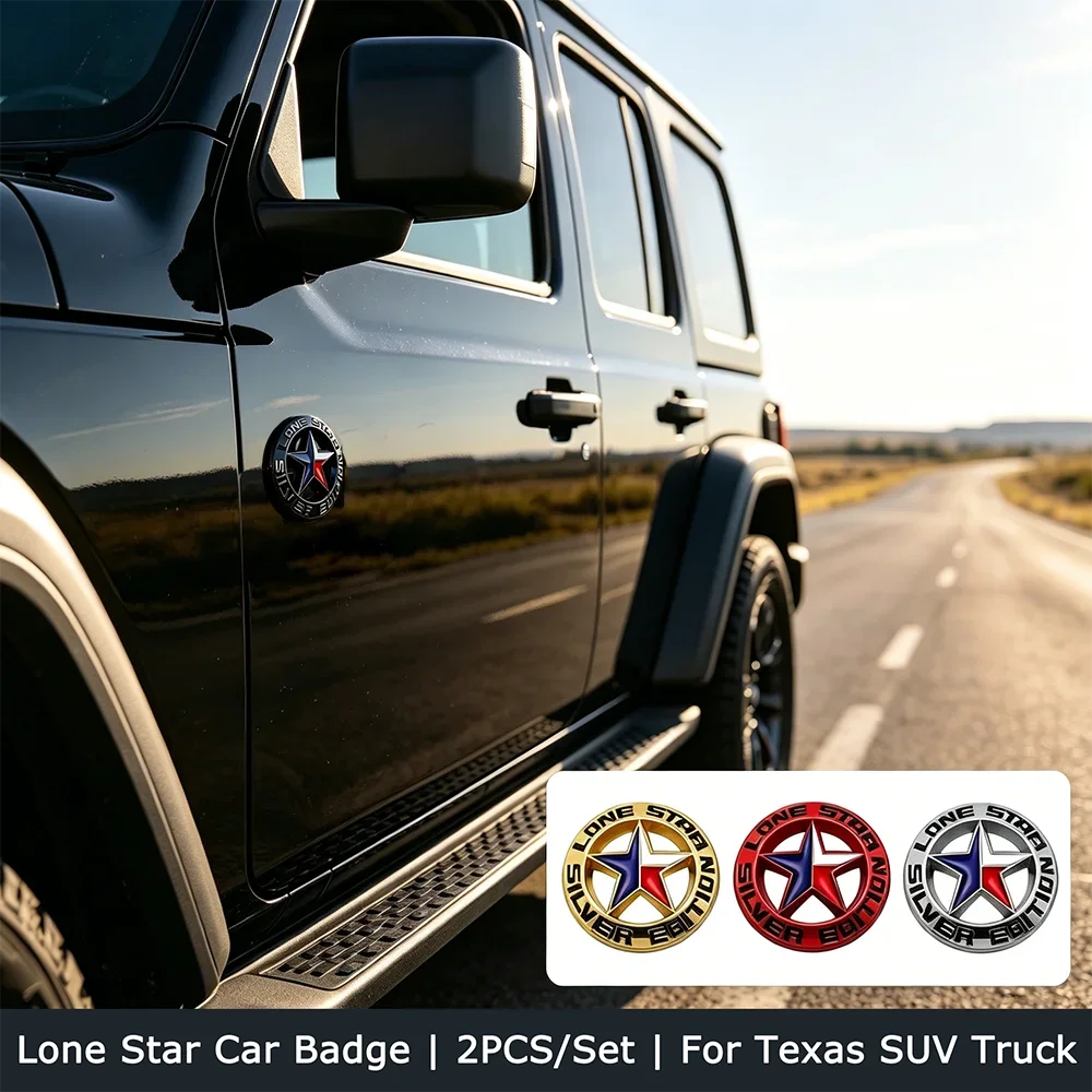 Lone Star Edition Car Emblem 2PCS Set Texas Flag 3D Sticker For SUV Truck Wrangler JK Compass Grand Cherokee Liberty Renegade
