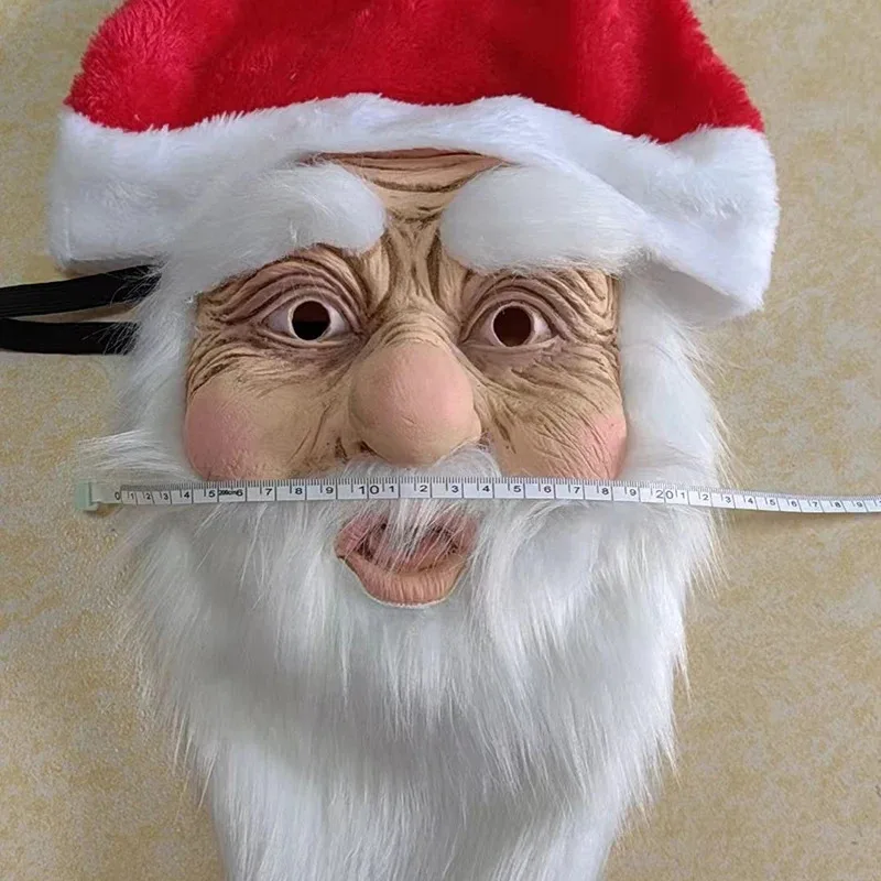 AD1 クリスマス サンタ クロース マスク 帽子 ひげ ラテックス ソフト ファニー フェイス パーティー コスプレ マスク クリスマスの日の衣装小道具 ホリデー 大人 One5@rD~